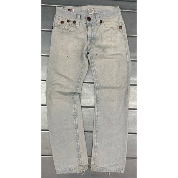True Religion Ricky Super T Denim Jeans Mens 30x31 Light Wash Distressed Y2K - Picture 1 of 16